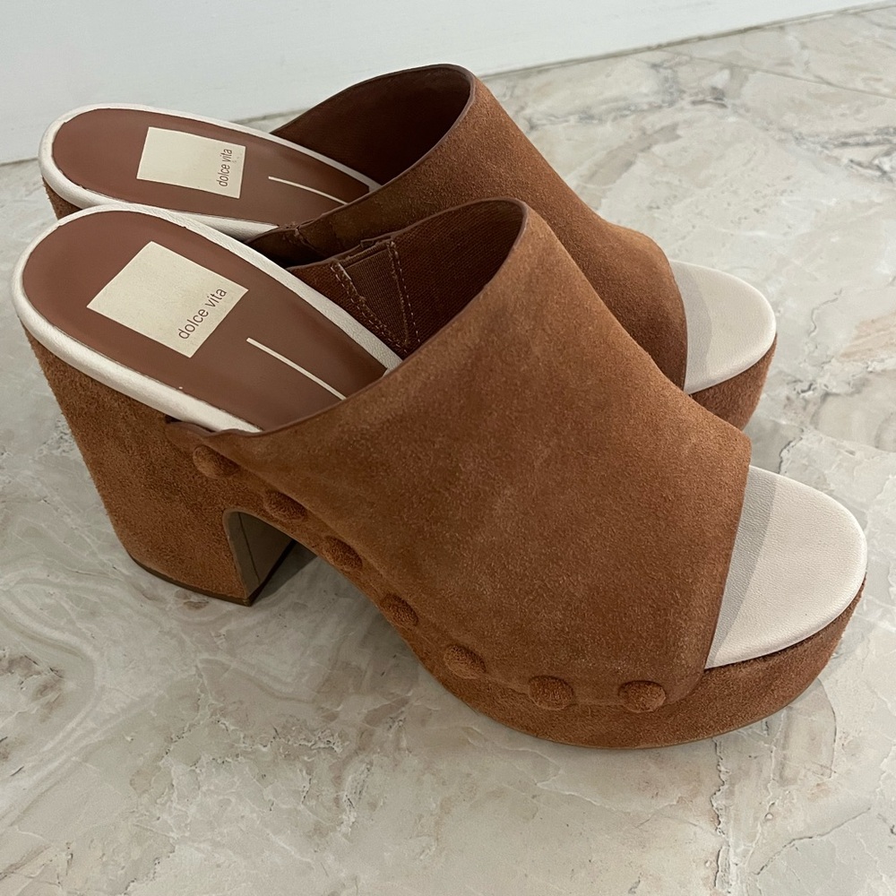 Dolce Vita Brown Suede Platform Mules